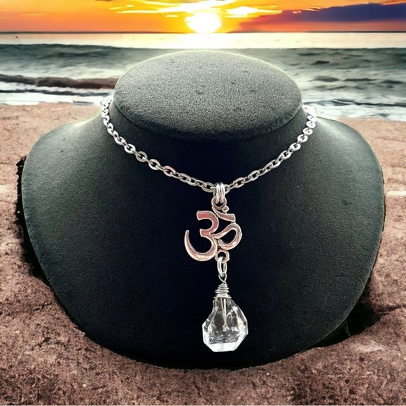 Silverskylight Jewelry - Herkimer diamond om sign charm stainless steel chain boho yoga zen crystals